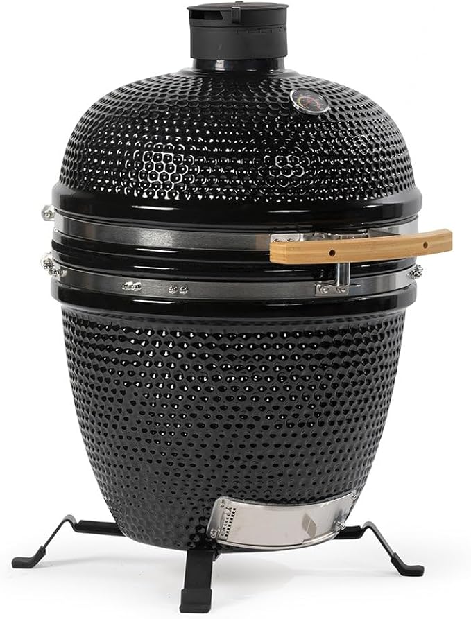 Ash & Ember 18" Kamado Grill Kit, 265 Sq In Cooking Space, Built-In Thermometer Airflow Vent, Heat Deflector, Charcoal Plate, Clip Tool, Protective Cover, Ash Drawer Ash Tool