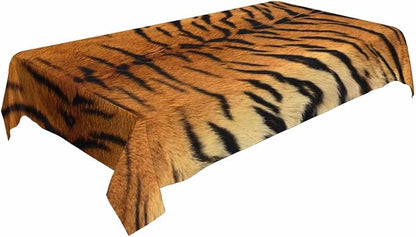 TKS MITLAN Tiger Print Tablecloth Decor Brown Black Wildlife Tiger Skin Table Cloth Dining Room Kitchen Table Cover 60" X 84" Oblong/Rectangle