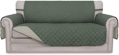 Easy-Going Sofa Slipcover Reversible Loveseat Sofa Cover Couch Cover for 2 Cushion Couch Furniture Protector with Elastic Straps for Pets Kids Dog Cat (Oversized Loveseat, Greyish Green/Beige) | Oversized Loveseat Slipcover For Dogs, Water Resistant Ma...