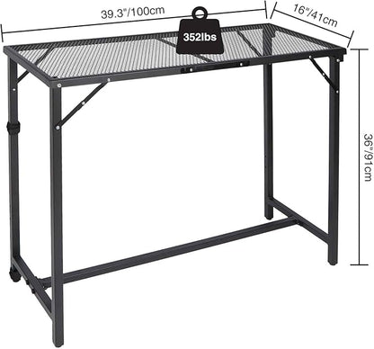 REDCAMP 39" Folding Outdoor Bar Table, Patio Bar Height Table | Waterproof Mesh Top Rectangle Counter Console Table for Balcony, Garden, Backyard, Hot Tub, Poolside, Indoor or Outdoor Use