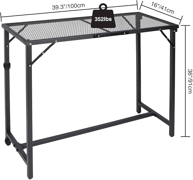 REDCAMP 39" Folding Outdoor Bar Table, Patio Bar Height Table, 2 Pack | Waterproof Mesh Top Rectangle Counter Console Table for Balcony, Garden, Backyard, Hot Tub, Poolside, Indoor or Outdoor Use