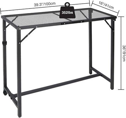 REDCAMP Folding Outdoor Bar Table, 36" Height Pool Bar Table | Waterproof Mesh Top Rectangle Counter Console Table for Balcony, Garden, Backyard, Hot Tub, Poolside, Indoor or Outdoor Use