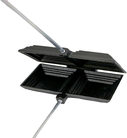 Coghlan's Cast Iron Cooker - Pre-Seasoned Pie Iron Sandwich Maker with Heat-Resistant, Removable Handles, Easy-to-Clean for Toasted Pies, Grilled Sandwiches, and Meats, For Campfire Cooking