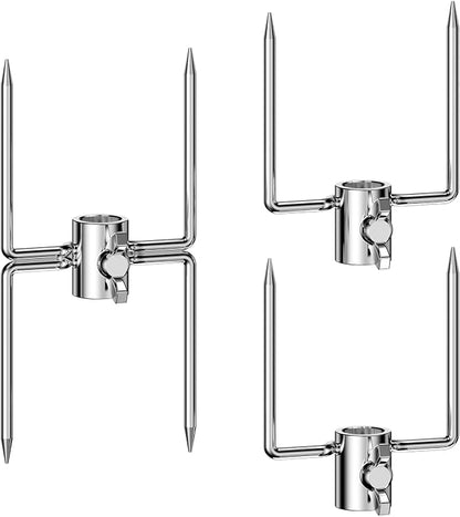 onlyfire Universal Rotisserie Meat Forks BBQ Grilling Accessories for Most Grills, Include 2pcs 2-Pronged Rotisserie Forks and 1pc Double Sided Rotisserie Fork