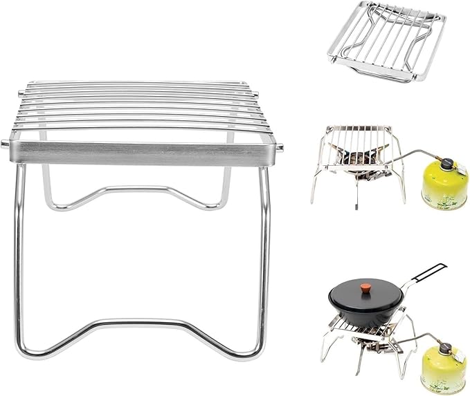 Mini Grill Stand，Portable Open Fire Stand Rack Outdoor Folding Charcoal Barbeque Grill for Backpacking/Camping/Hiking/Picnic with Carry Bag