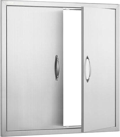 VEVOR BBQ Access Door, 31W x 31H Inch Double Outdoor Kitchen Door, Stainless Steel Flush Mount Door, Wall Vertical Door with Handles, for BBQ Island, Grilling Station, Outside Cabinet