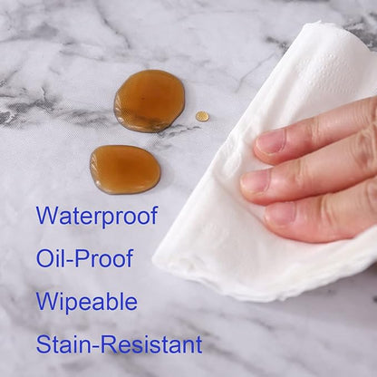 Walrus Round Vinyl Fitted Tablecloth with Flannel Backing Elastic Edge Design Table Cover Waterproof Oil-Proof PVC Table Cloth Stain-Resistant Best for 45"-56" Round