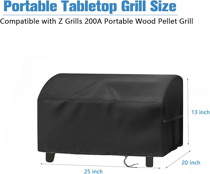 Tabletop Grill Cover for Z Grills Cruiser 200a Portable Pellet Grill, Waterproof Small Tabletop BBQ Grill Covers - 25 x 20 x 13 Inch