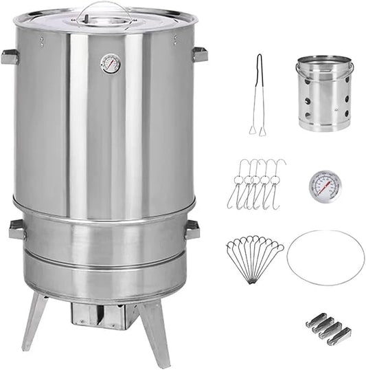 Charcoal Smoker Grill Smoked Grillers Barrel Large Capacity Portable 360° All Round Duck Roaster Stainless Steel Charcoal Roast Duck Oven for Party Backyard Patio Cooking(A)