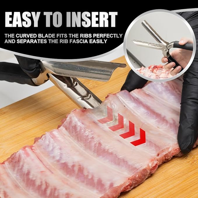 Premium Rib Membrane Removal Tool - Stainless Steel Rib Membrane Remover with Ergonomic Handle, Dishwasher Safe, Effortless Prep for BBQ Grilling & Smoking