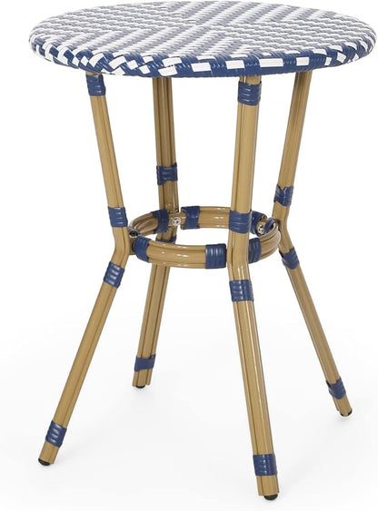 Christopher Knight Home Picardy Bistro Set, Navy Blue + White + Bamboo