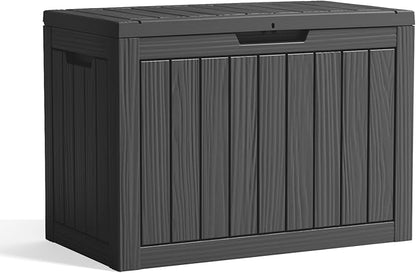 ROJIK 50 Gallon Deck Box Outdoor, Waterproof Outdoor Storage Boxes with Lids, Outside Resin Lockable Storage Box for Patio Cushions, Garden Tools(Black)