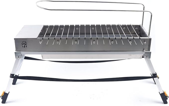 Outdoor Electric BBQ Grill, Automatic Rotating Grill Stainless Steel Barbecue Grill with Double-Side Independent Rotating System, Folding Portable Camping BBQ Grill for Garden Backyard Party Picnic