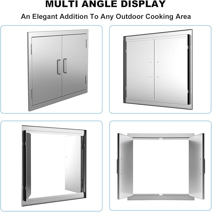 Outdoor Kitchen Doors 24" W x 24" H-304 Stainless Steel Never Rust BBQ Access Door-Double Layer-Outside Cabinet Door-Weatherproof GrillDoor-Flush Mount BBQ Island Doors-MetalDoor for Outdoor Kitchen