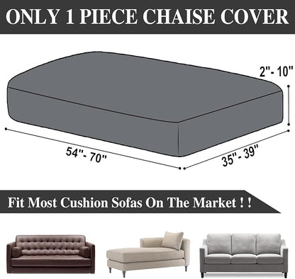 LA MEACK Couch Cushion Cover Chaise Lounge Cover Washable Separate Seat Chaise Couch Cover Stretch Sectional Sofa Slipcover(1 Piece for Chaise or Sofa 3-Seater, Black)
