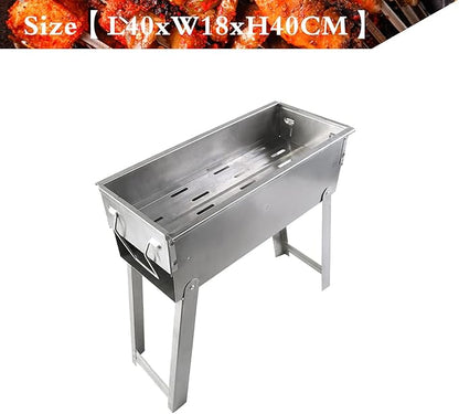 Charcoal Grill Portable BBQ Grill with Legs, Grill Folding Barbecue Grill Charcoal Shish Kebab Grill Stainless Steel Camping Grill for Outdoor Picnic, Patio, Backyard & Camping