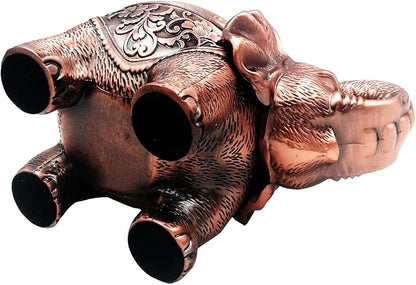 Hourwof Metal Elephant Incense Holder,Vintage Cone Coil Incense Burner with Lid,Ash Catcher,Aromatherapy Ornament Home Office Decor,Red Copper