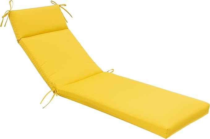 QILLOWAY Outdoor Chaise Lounge Cushion,All Weather High-Density Foam Recliner Chairs Replacement Cushions，Yellow.