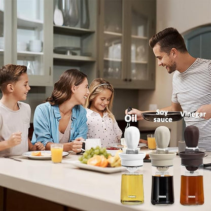 Oil Dispenser Bottle with Silicone Basting Brush - Kitchen Olive Oil Bottle for Cooking Vinegar Sauce BBQ Grill Frying Baking, Kitchen Aid, T-OB21S, Grey