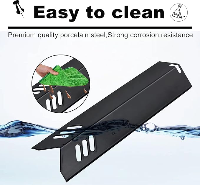 Grill Heat Plates Shield for Revoace Gas Grill GBC1690W GBC1705WV GBC1706W GBC1793W, Backyard Grill BY14-101-001-05 BY16-101-002-06, Uniflame Grill GBC1030WRS GBC1134W Porcelain Burner Covers