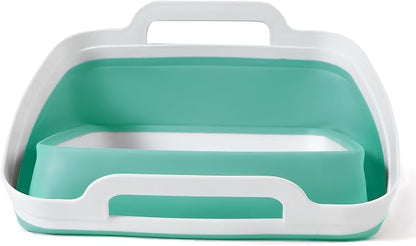 FOSJGO Collapsible Dish Basin with Drain Plug, Foldable Sink, 2.4 Gal (9L) | Space-Saving Wash Basin for Kitchen, Baby Bottles, Vegetable Washing, Camping, RV and Party Beverage Tubs