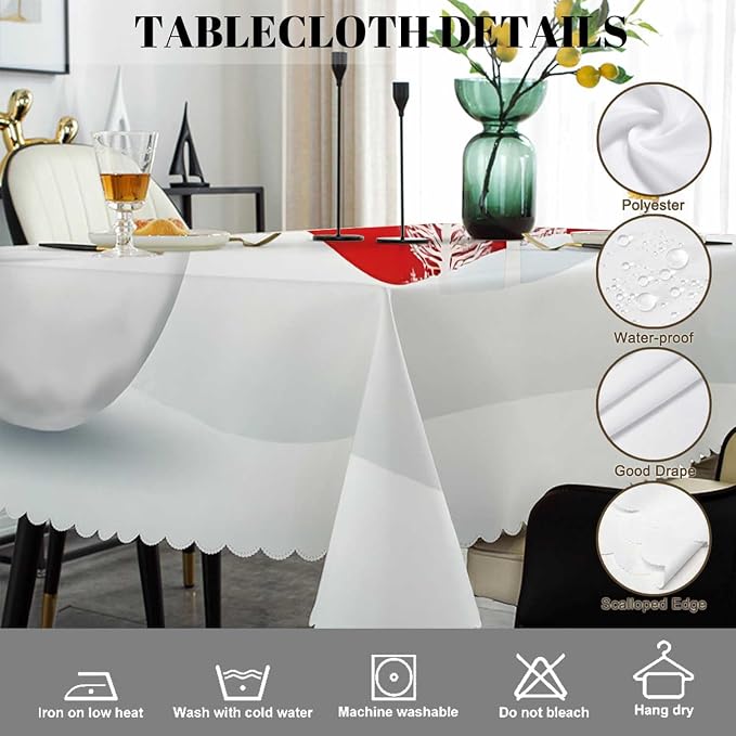 Swono Snowman Table Cloth Christmas Snowman Snowflake Winter Red Rectangle Tablecloth Picnic Tablecloth BBQ Table Cloths Polyester for Kitchen 50x72 Inch