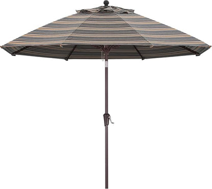 ABCCANOPY OLEFIN® 5-Year No Fading 9FT Patio Umbrella(Black Gold Stripe) | Fade & UV Resistant Fabric,8 Fiberglass Ribs，Wind Vent，Crank Lift & Tilt,Outdoor Table Umbrella for Deck,Backyard,Yard
