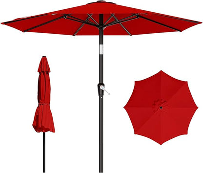 AreShark 9 FT Patio Umbrella for Outdoor, Outdoor Table Umbrella with Push Button Tilt and Crank, Outdoor Patio Umbrellas with 8 Sturdy Ribs for Market, Garden, Pool (Red)