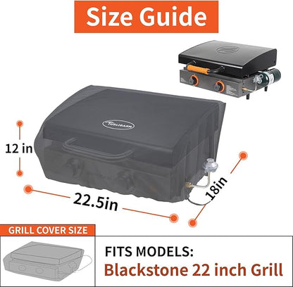 Cover for Blackstone 22 inch Griddle Water Resistant 600D Polyester Heavy Duty Flat top 22" Gas Grill Cover Exclusively Fits Blackstone 22" Griddle Cooking Station-22in with Hood Cover