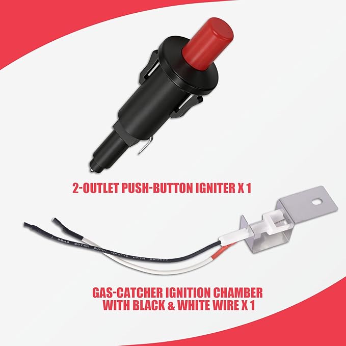 80462 Igniter Kit Replacement for Weber Q100 Q200 Q120 Q220 Gas Grills, Push Button Piezo Ignition Kit for Weber Q1000 Q2000 Series Accessories, Grill Starter for Weber 386001 386002 566001 Parts