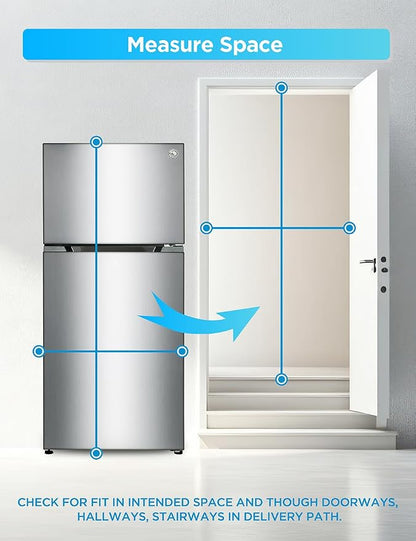 Commercial Cool 18 Cu. Ft. Top Mount Refrigerator with Freezer, 2-Door Refrigerator with Top Freezer and Adjustable Temperature Control, Ice Maker Ready, Energy Star Certified, Stainless Look | 2-Door Refrigerator with Top Freezer, Adjustable Temperatu...