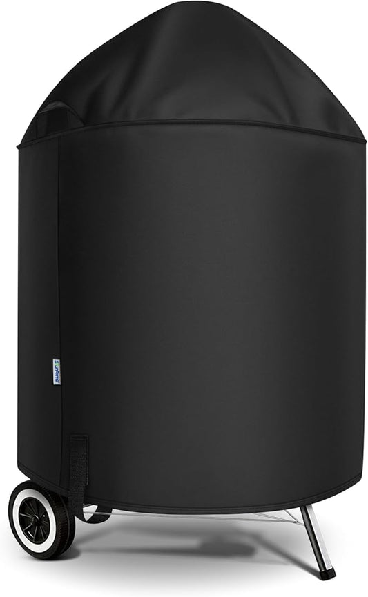 SunPatio Heavy Duty Waterproof Grill Cover Compatible for Weber, Big Green Egg, Char-Broil 22 Inch Charcoal Kettle Grills, Outdoor FadeStop BBQ Cover, Compared to Weber 7150, 27.5" Dia x 38" H