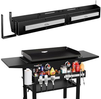 Front Griddle Caddy for Blackstone 28"/36" Griddles, Large Capacity Grill Accessories Organizer for Black Stone with Magnetic Tool Holder, Paper Towel Holder, BBQ Accessory Storage for Outdoor Grill