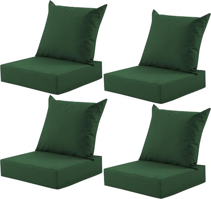 Outdoor Deep Seat Cushion Set, 24x24 Inch, Forest Green, Set of 4 | Water-Resistant, Fade-Resistant, Removable Cover, For Patio Chair & Sofa&Furniture