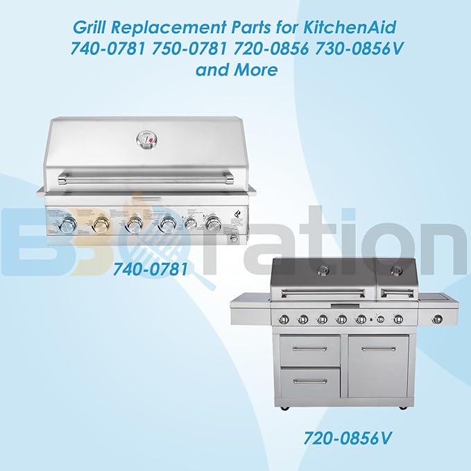 740-0781 Grill Parts for KitchenAid 740-0781 750-0781 720-0856V 720-0856, Cooking Grate, Heat Plate & Burner Kit for Kitchenaid Grill Replacement Parts 740-0781 NEX13000399A0