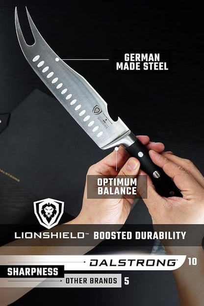 Dalstrong BBQ Pitmaster Meat Knife - 8 inch - Gladiator Series Elite - Forged High Carbon German Steel - Forked Tip & Bottle Opener - G10 Handle - Slicing Kitchen Knife - NSF Certified