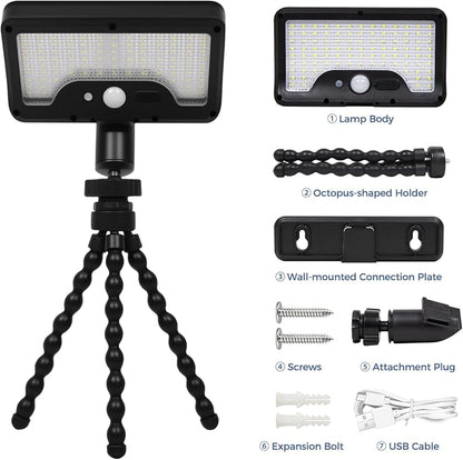 2 Pack Solar Grill Lights with 92 LEDs, 3 Motion Sensor Light Modes & Energy-Saving Desigh, 360° Adjustable Smoker BBQ Grill Accessories, Octopus Shaped, Grill Gifts for Him Her Parents Husbands