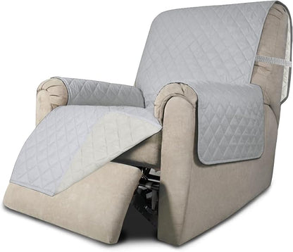 Easy-Going Recliner Chair Slipcover Reversible Sofa Cover Water Resistant Couch Cover Furniture Protector with Elastic Straps for Pets Dog (Recliner 22 inch, Light Gray/Ivory) | Machine Washable Slipcover For Dogs, Water Resistant Furniture Mat For Liv...