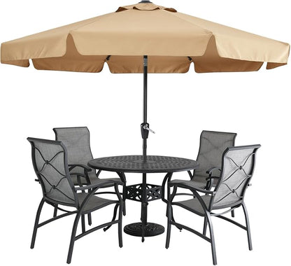 MASTERCANOPY 9ft Patio Umbrella with Valance, Crank & Tilt, Khaki | 8 ribs, UV/fade-resist, waterproof, vent, for garden/deck/yard/pool