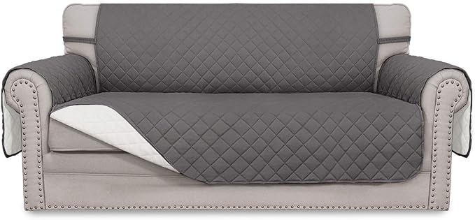 Easy-Going Reversible Couch Cover, 2 Cushion Sofa, Gray/Ivory | Oversized Loveseat Slipcover For Dogs, Water Resistant Mat, Living Room, Non-Slip Sofa Cover, Pet Friendly