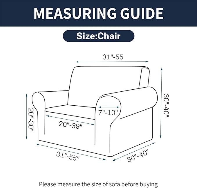 Cupuamon 2026 New Stretch Chair Sofa Slipcovers Couch Cover for 1 Seater Furniture Protector Sofa Covers with Elastic Bottom Jacquard Fabric Small Checks for Pets, Kids - Beige