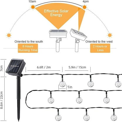 20 LED Crystal Globe Solar String Light Extra-Bright Outdoor Lights with 8 Lighting Modes Waterproof Solar Powered Patio Hanging Light for Garden Yard Porch Wedding Party Decor(White)