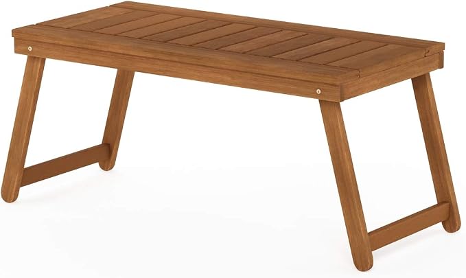 Furinno DALAM Patio Table, Folding Outdoor Side Table with Slatted Tabletop, Coffee Table, for Indoor, Balcony, Patio, Garden, Porch, Natural