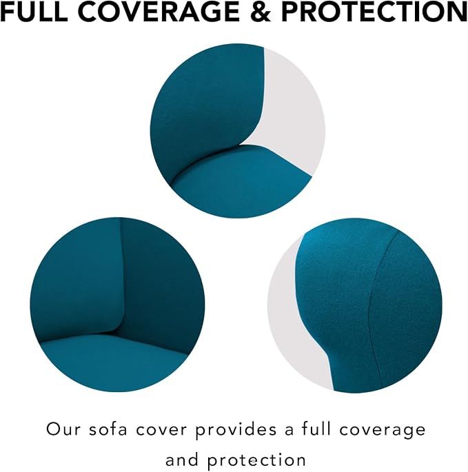 PureFit Super Stretch Sofa Slipcover – Spandex Non Slip Soft Couch Sofa Cover, Washable Furniture Protector with Non Skid Foam and Elastic Bottom for Kids, Pets (Oversized, Peacock Blue)