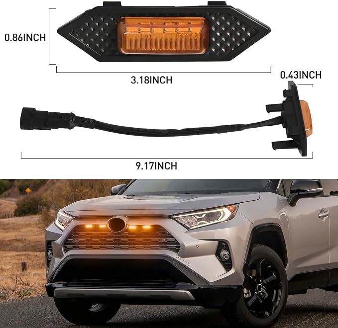 LED Grille Lights For Toyota RAV4 2019-2024 Amber Shell Amber Grill Light 4 Pcs