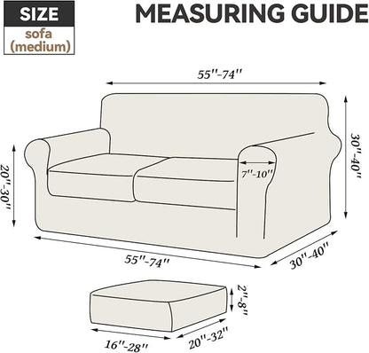 WEERRW Velvet Stretch 3 Pieces Couch Cover for Sofa Washable, Pink | Love Seat Couch Covers for 2 Cushion Couch Sofa Furniture Protector slipcoves with Elastic Bottom for Kids, Medium