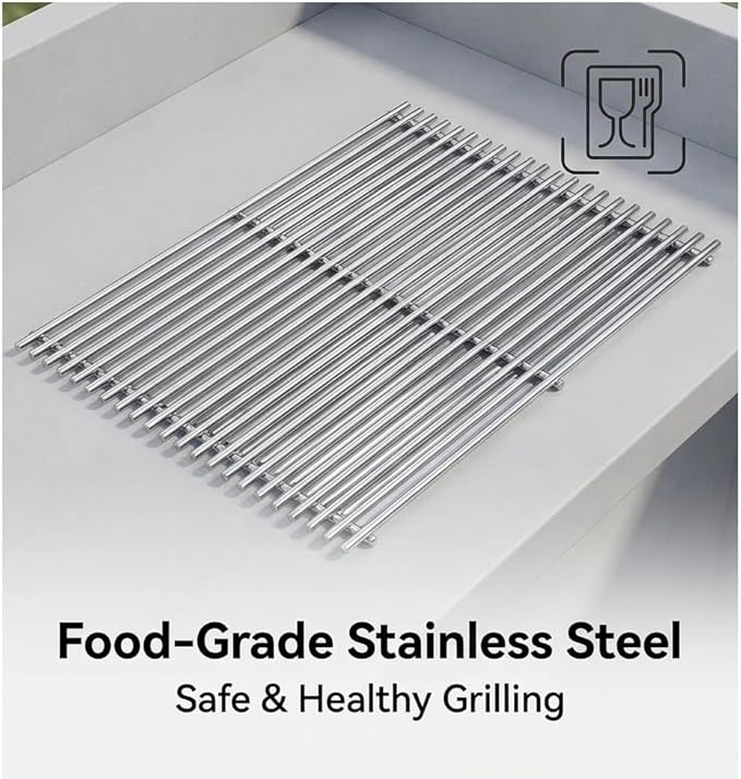 Uniflasy 18.75" Cooking Grate for Weber Genesis II 300 Genesis II LX 300 Series Gas Grills, Genesis ll LX E-340/S-340, Genesis ll S-310, Genesis ll 310/335 304 Stainless Steel Grates for Weber 66095