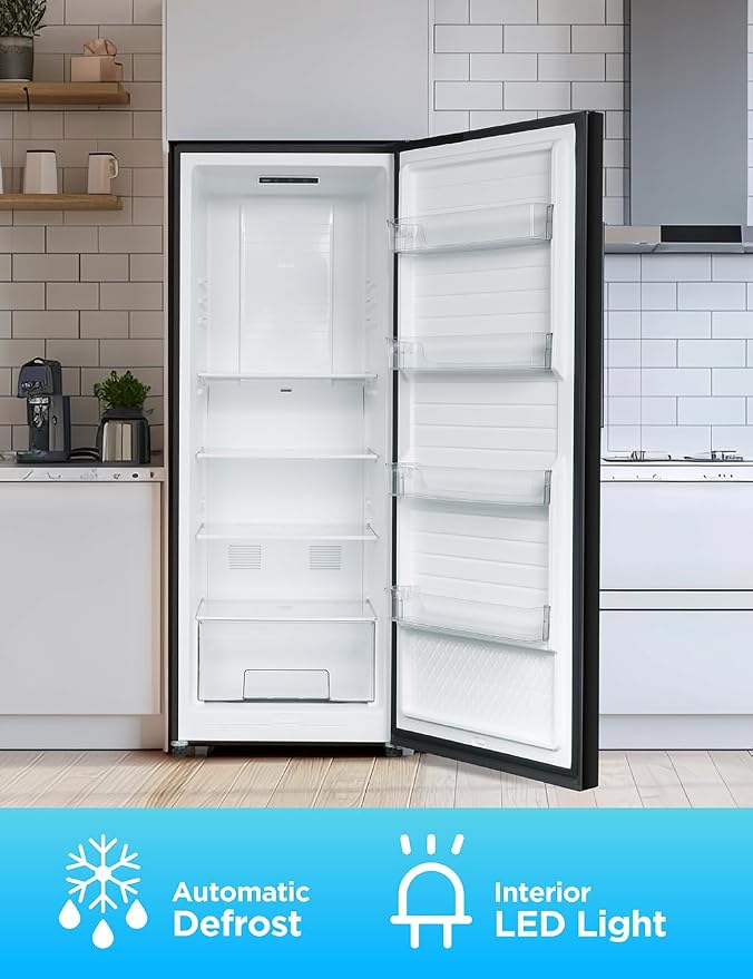 Commercial Cool 11.1 Cu. Ft. Convertible Freezer Refrigerator, Upright Fridge with Glass Shelves, Reversible Door, ENERGY STAR rated, Auto Defrost, CCUC1110GB, Black | Upright Fridge with Glass Shelves, Reversible Door, ENERGY STAR rated, Auto Defrost,...