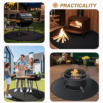 Fireproof Mat 2-Pack, Round & Rectangle Fire Pit and Grill Mat, 3-Layer Heat Resistant Deck Protector, Waterproof, Anti-Slip, for Patio, Grass & Outdoor Use (Round 36" & Rectangle 36" × 48")