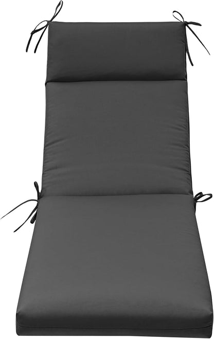 QILLOWAY Outdoor Chaise Lounge Cushion,All Weather High-Density Foam Recliner Chairs Replacement Cushions,Dark Grey.